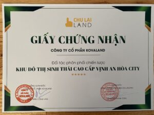 giay chung nhan kovaland doi tac chien luoc du an vinh an hoa